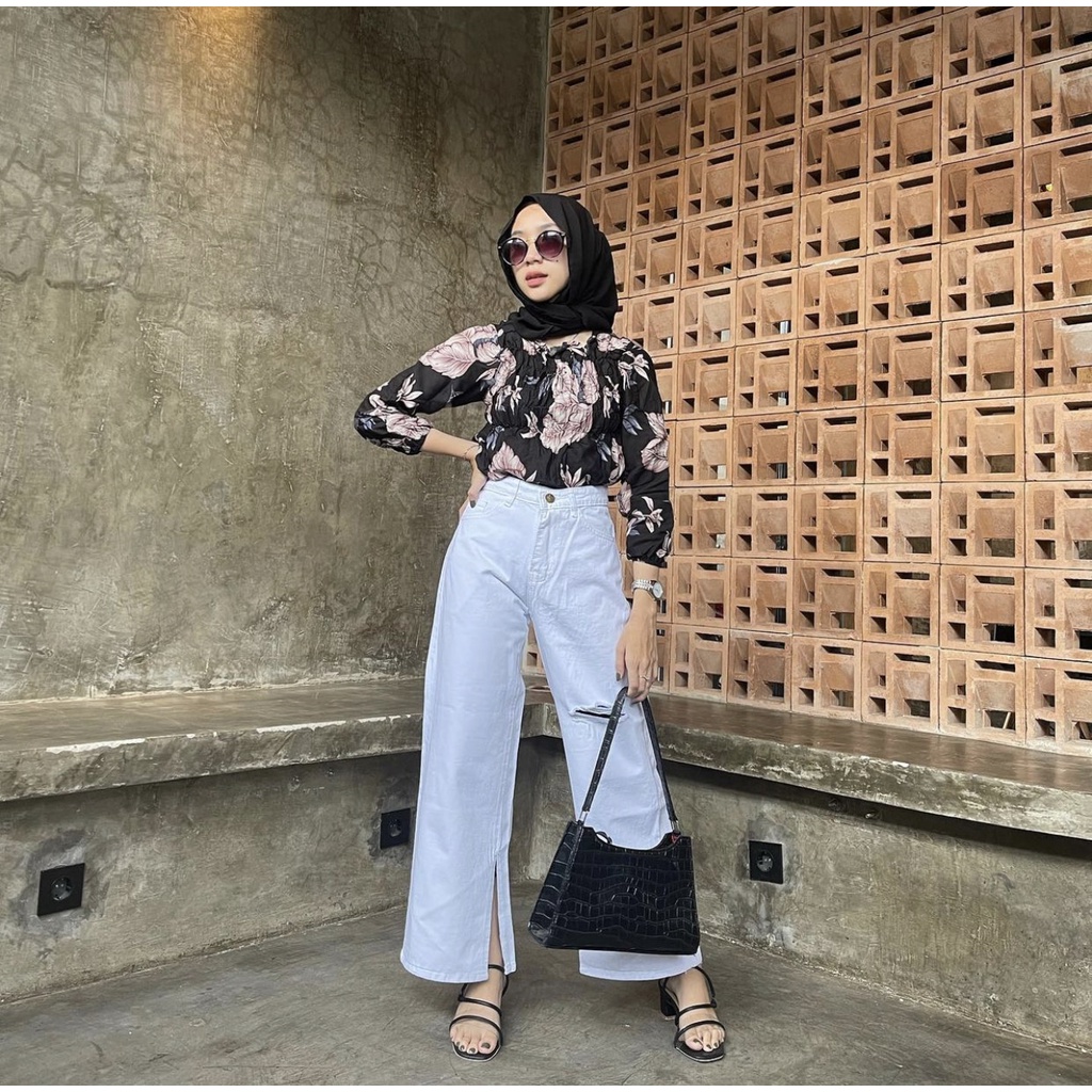 Lycca Cullote Jeans White / Kulot Jeans Sobek Putih Wanita