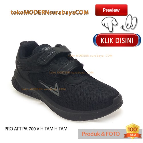 PRO ATT PA 700 V HITAM HITAM sepatu anak sneakers velcro