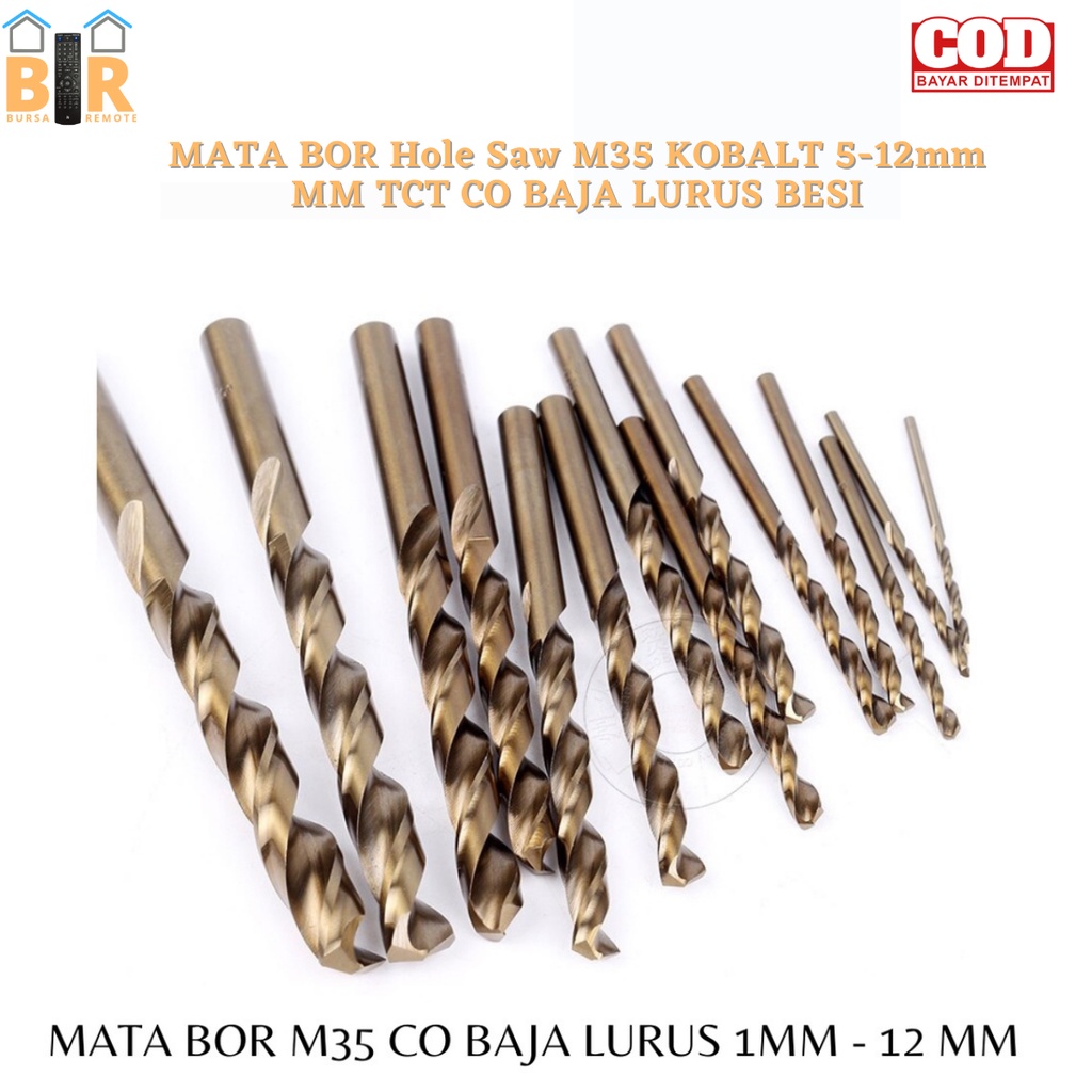 Mata bor Hole Saw M35 KOBALT 5mm - 12mm TCT CO baja LURUS BESI