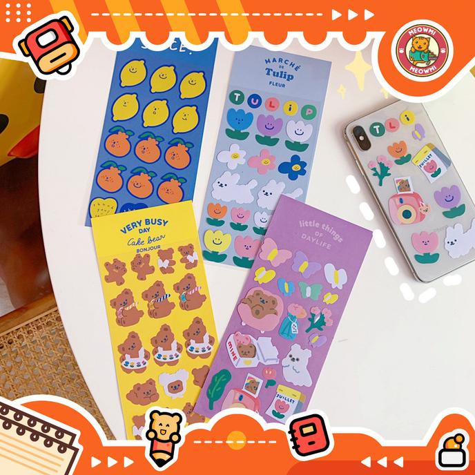 

}}}}}}] Sticker Motif Kawaii Beruang Tulip Lemon Deco Planner STK0026