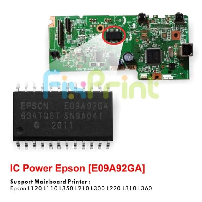 IC Printer Epson IC6 E09A92GA Type L110 L120 L210 L220 L300 L310 L350 L360 L380 L565 L555 L550 Power