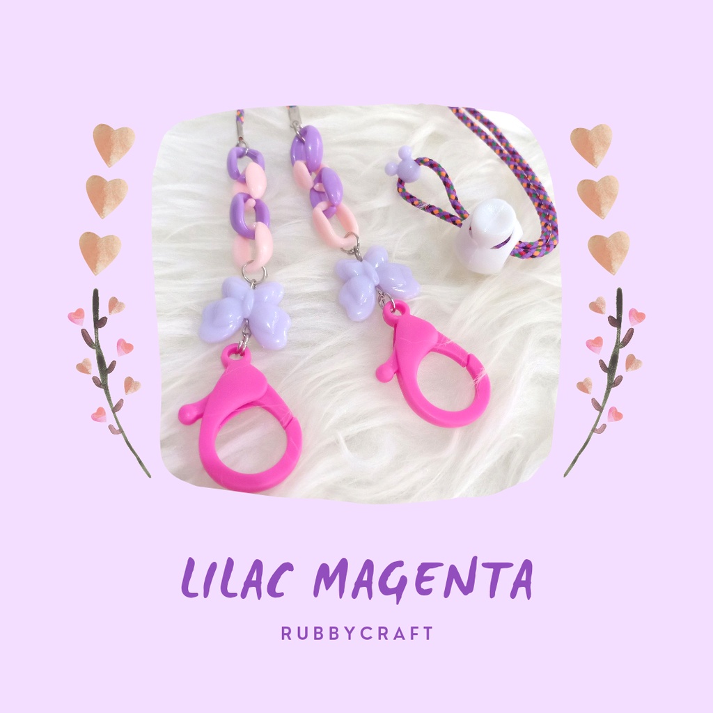 KONEKTOR MASKER HIJAB / STRAP MASKER KOREA RUBBYLA / TALI MASKER KOREA LUCU/ Lilac Magenta