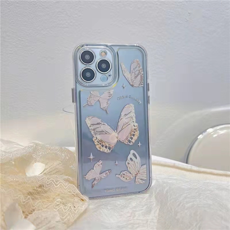 Case Pelindung Bahan Akrilik Transparan Motif Butterfly Untuk iPhone 13 Pro 13prm 11 7Plus 8Plus Xr XS 13 12 Pro Max