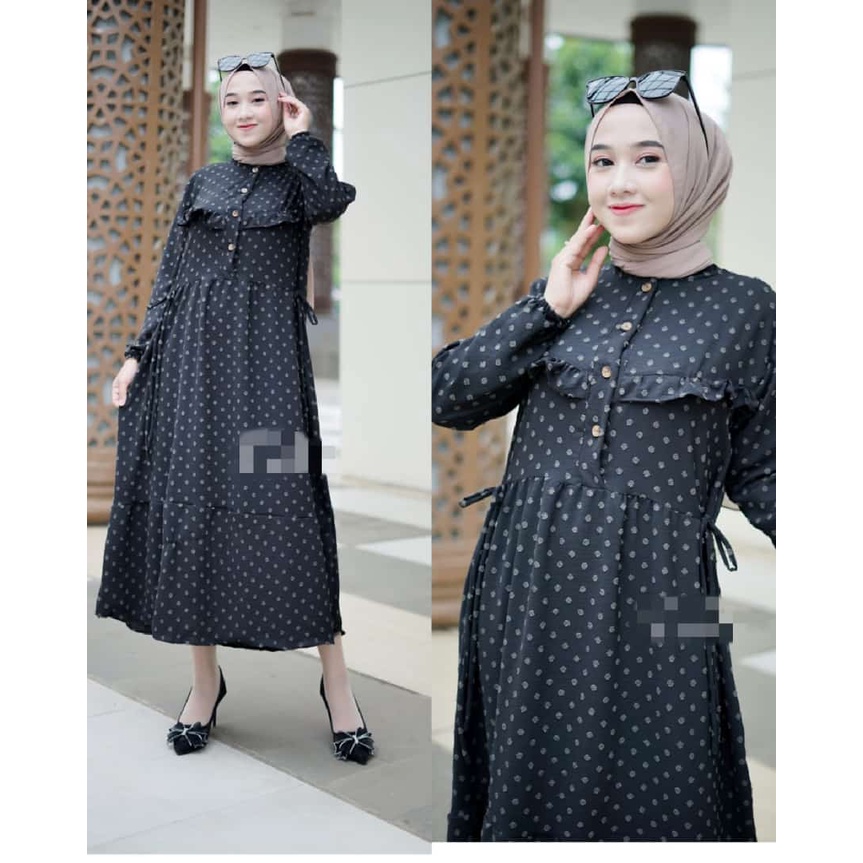 ahzahijab midi dress crinkle ruby dua tali