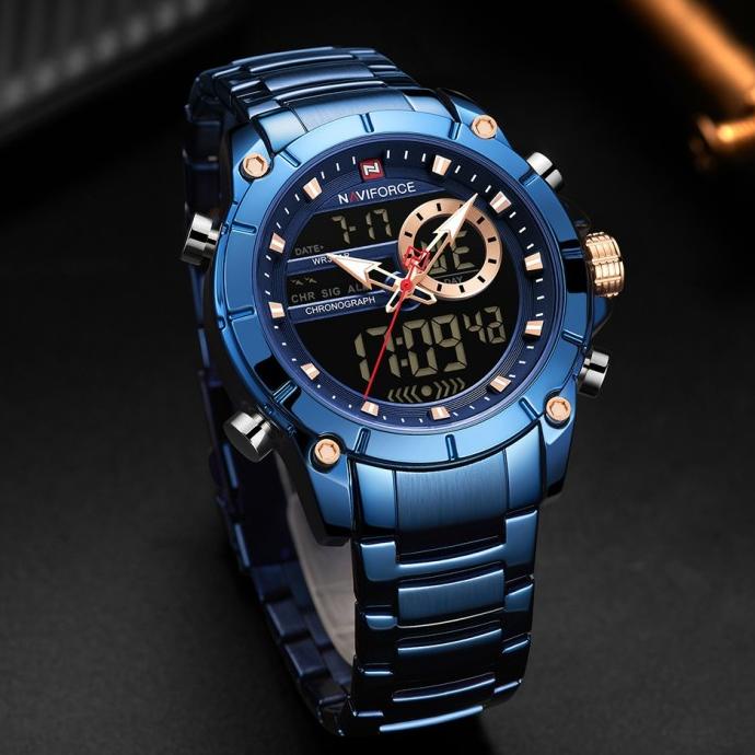 JAM PRIA NAVIFORCE NF9163 DOUBLE TIME ORIGINAL ANTI AIR (ADA 5 WARNA)
