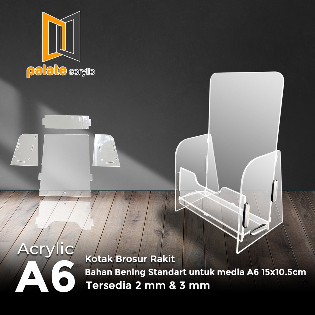 

AKRILIK TEMPAT BROSUR / RAK / BOX A6 - MODEL RAKIT