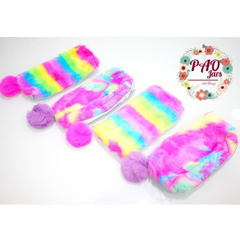 kotak pensil bulu bulu / tempat pensil unicorn bulu