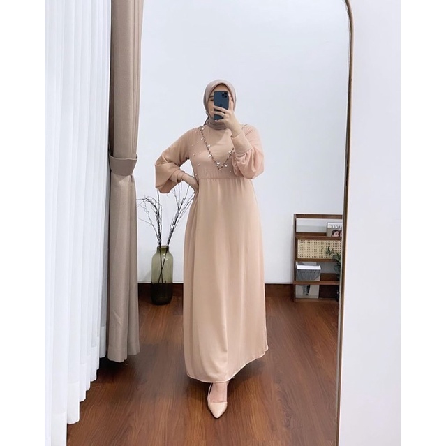 Kencana Dress Jumbo/Dress Full Furing Ld 110/Dress Remaja/Dress Lebaran/Dress Kondangan