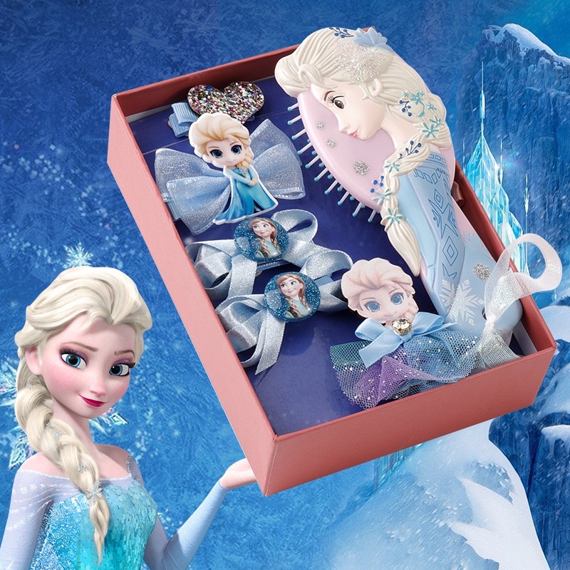 Jepit Box Frozen Paket Aksesoris Rambut Frozen Elsa anak 6 in 1 sisir ikat rambut jepitan gift ulang tahun perempuan