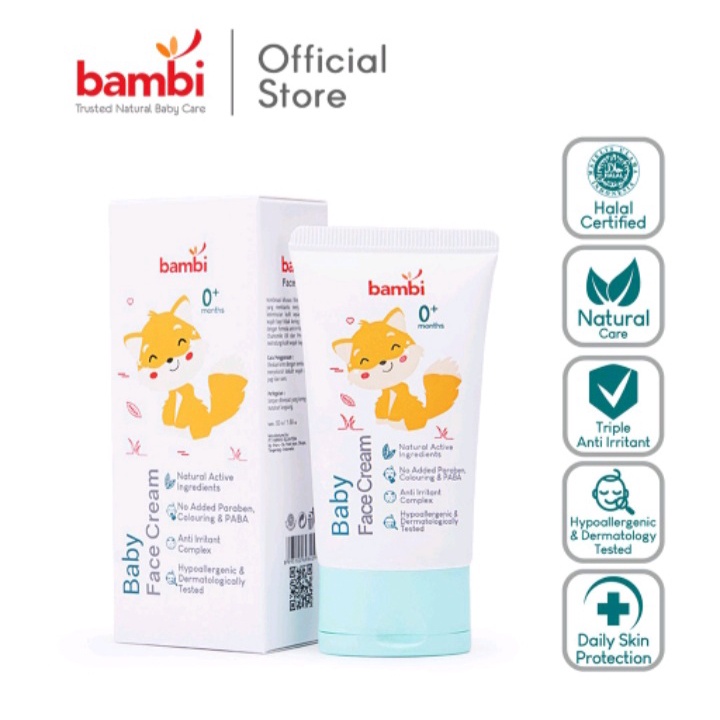 BAMBI Cream Baby Face Cream 50ml - Bambi Krim Wajah Bayi - Krim Muka Bayi