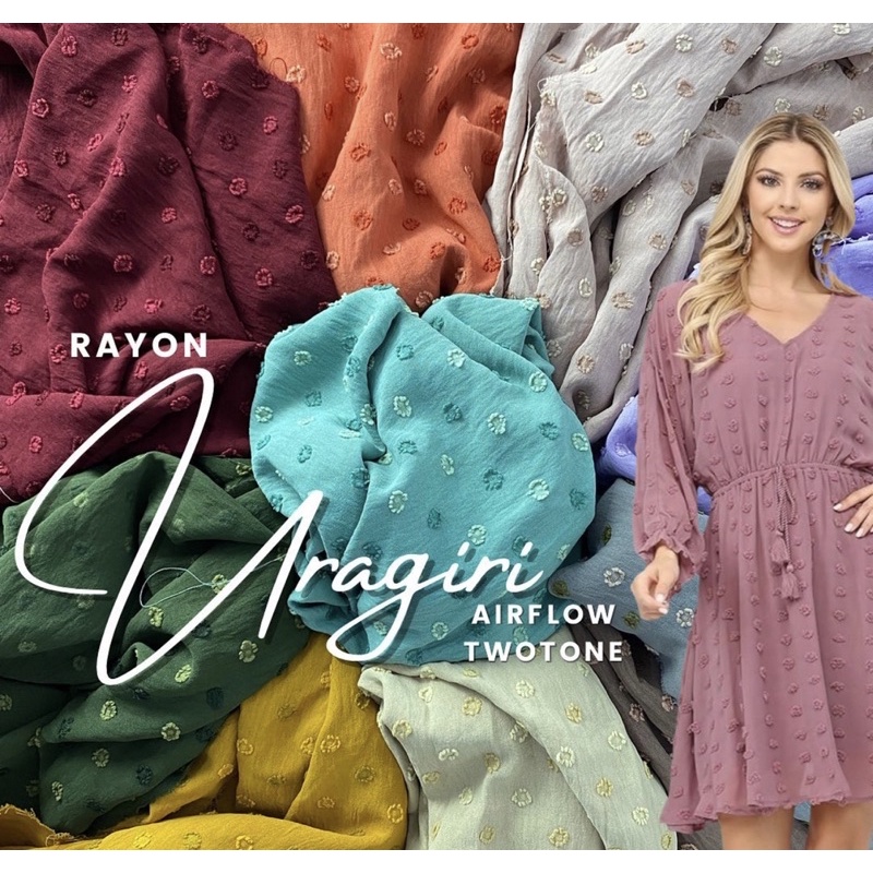 Kain Rayon Crinkle Uragiri Airflow Twotone / Import Premium Fabric/Mix Warna