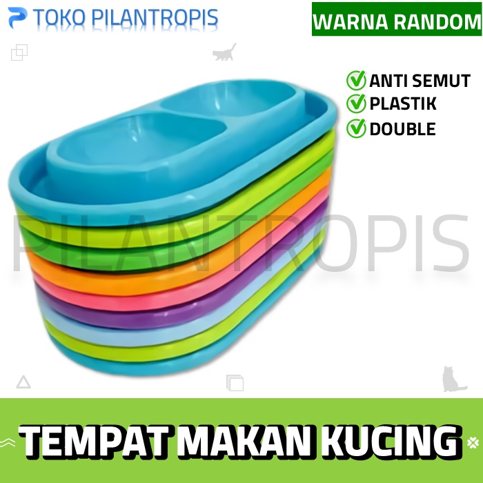 TEMPAT MAKAN KUCING DOUBLE ANTI SEMUT PET BOWL MANGKOK MANGKUK WADAH MAKAN KUCING MURAH