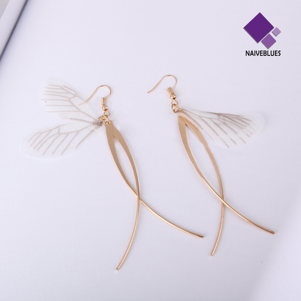 Anting Kait Juntai Bentuk Sayap Kupu-Kupu Rumbai Gaya Retro Untuk Wanita