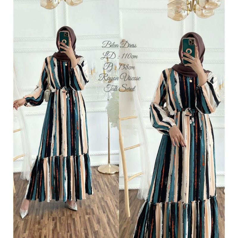 Gamis Rayon Long Dress Wanita Kekinian  HomeDress Payung Gamis Muslim  Terbaru Best Seller LD 100-110