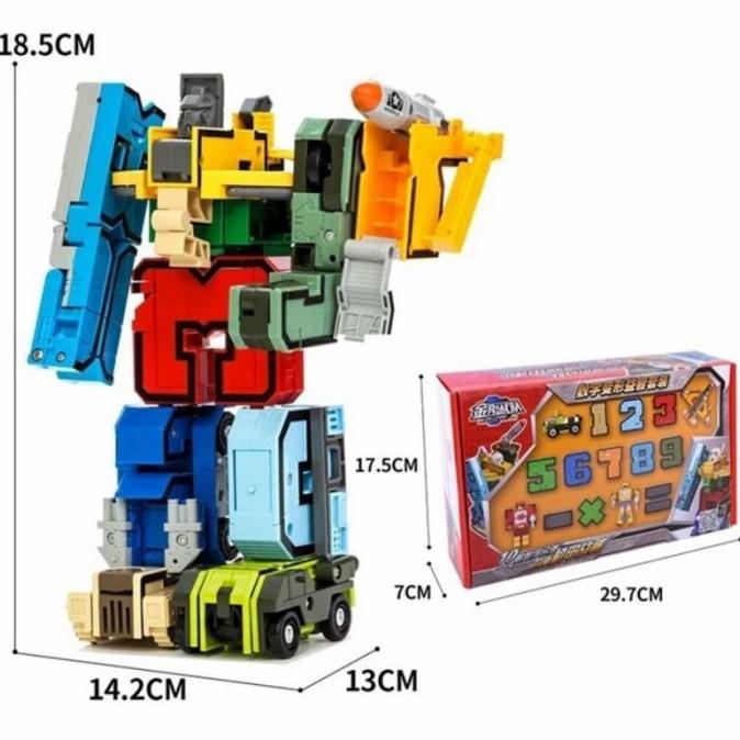 Mainan Robot Angka Bongkar Pasang Jadi Robot Transformer