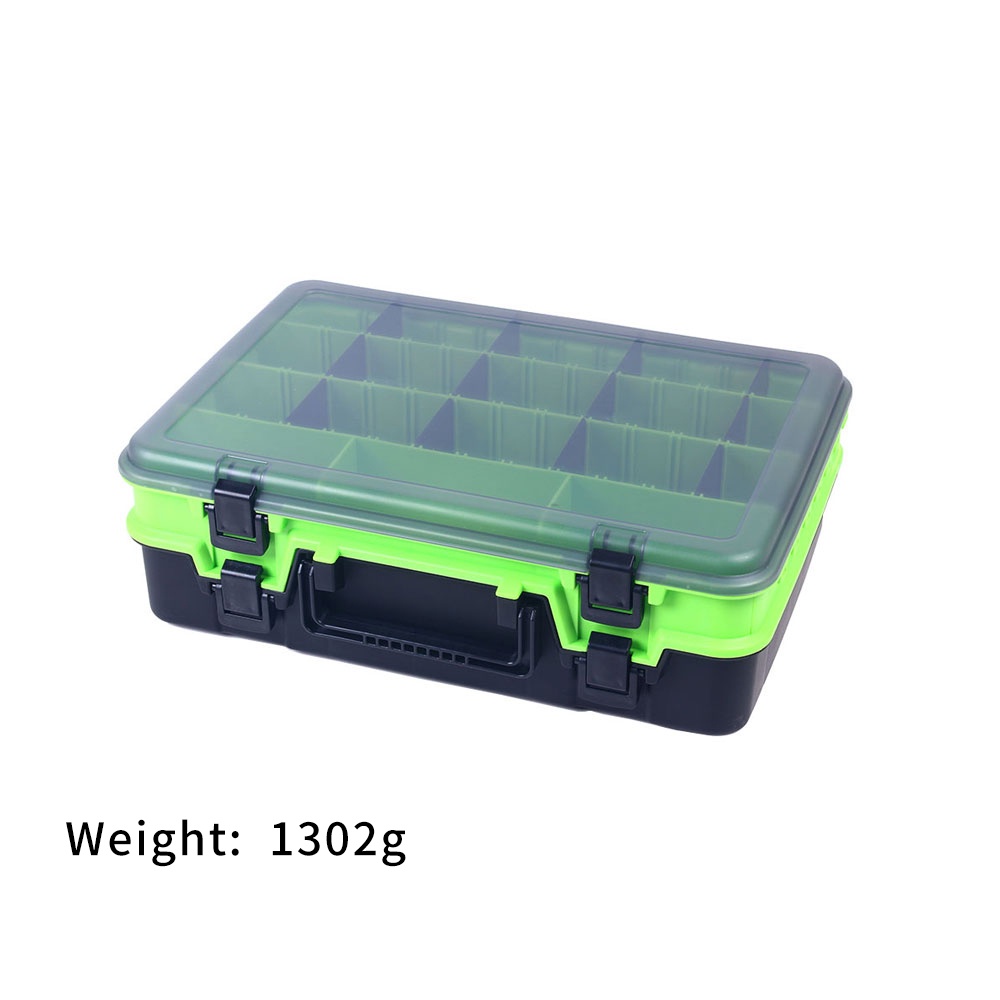 HENGJIA Double Layer 18 Compartments Fishing Tackle Boxes Fishing Lure Box Organizer Fishing Bait Tackle Storage Case