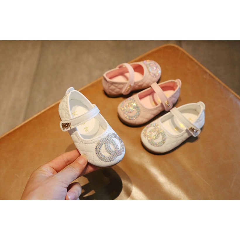 SEPATU ANAK CEWE IMPORT FASHION CHANEL BULAT BAHAN LEMBUT NYAMAN DIPAKAI 15-20