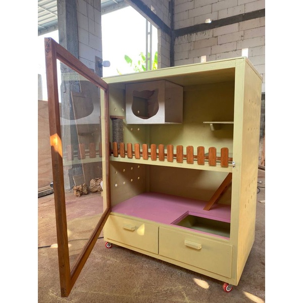 kandang kucing bahan kayu cat room