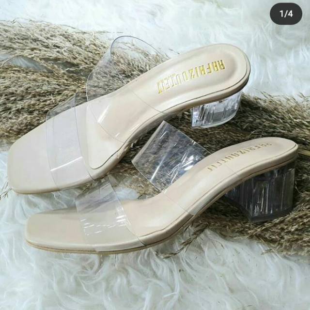 Sendal Invy kaca heels transparan sepatu wanita