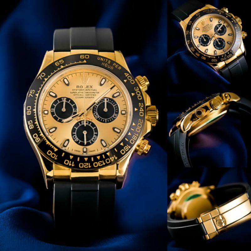 Jam Tangan Pria Merk Rolex Daytona Gold Automatic Swiss Eta