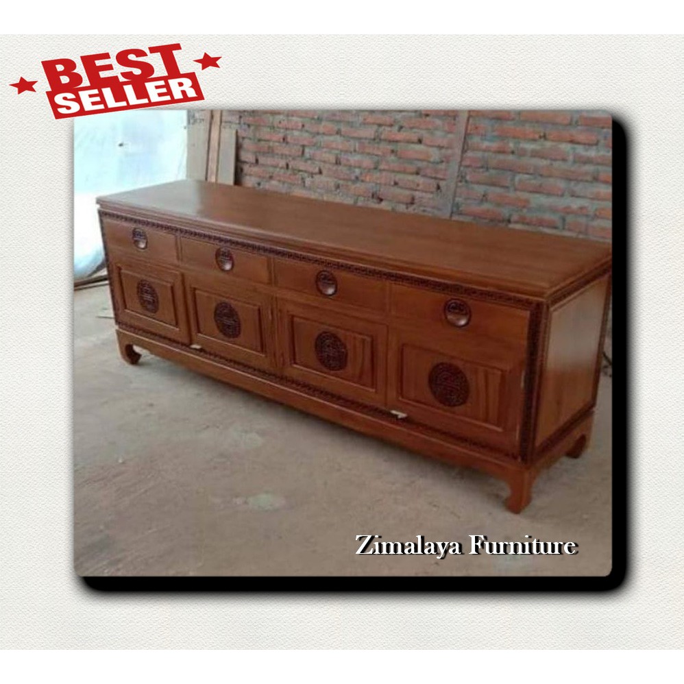 LEMARI BUFFET KLASIK JATI RUANG TAMU / BUFET JATI MODEL CINA JEPARA