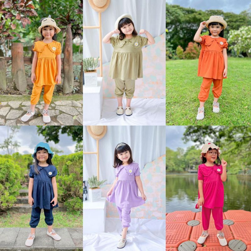 PROMO 7.7 Setelan Anak Daisy Original Smilee Premium 1 - 5 Tahun / Oneset Kids Good Quality Termurah Setelan Fashion Anak Sehari hari cotton combed 30s Adem Lucuna Set