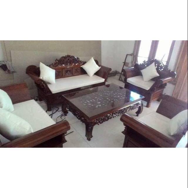 kursi tamu medura matahari 3,2,1+meja+bantalan+ vas bunga ,kursi tamu mebel jepara