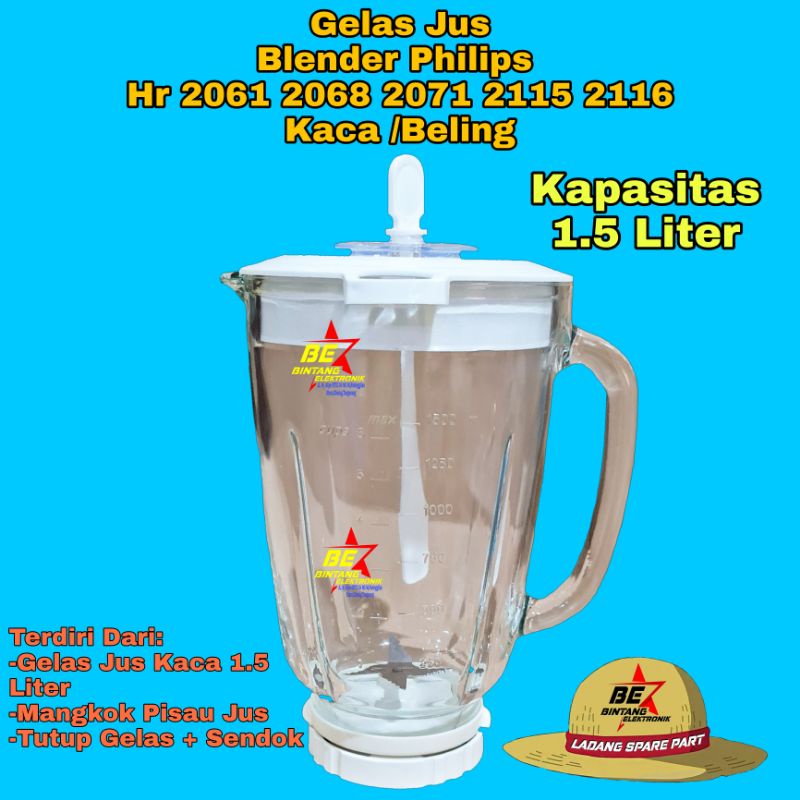 Gelas Jus Kaca Blender Philips HR 2115 2116 2061 2071 TABUNG BLENDER PHILLIPS (1 set)