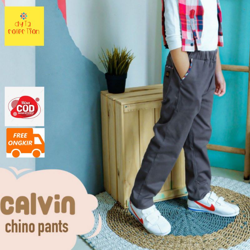 1-10Th Calvin Chino Kids Diary/Celana Panjang Anak Laki-Laki Chino Twill Strech Uniqlo
