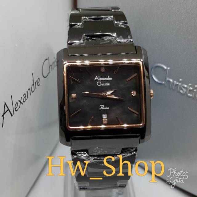 Jam tangan Wanita Alexandre Christie 2615 Keramik Hitam Original