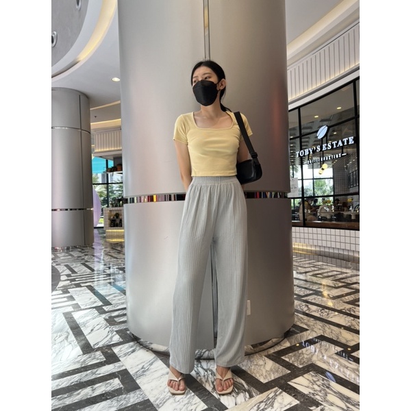 Hyerin pants/celana kulot wanita/celana panjang wanita/celana high waist/celana semi rib/celana santai/celana kekinian/celana knit/kulot knit-3