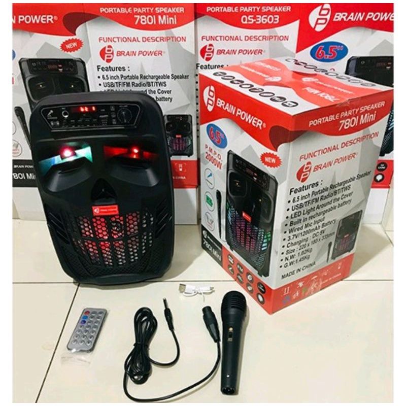 Brain Power Speaker Portable 7801 mini free Mic