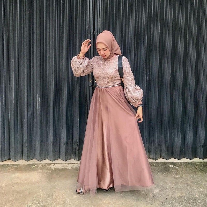 GAMIS BRUKAT KEBAYA TILE MAXY DRESS BUSUI WANITA MUSLIM BROKAT MURAH GAMIS TERBARU SANDY DRESS