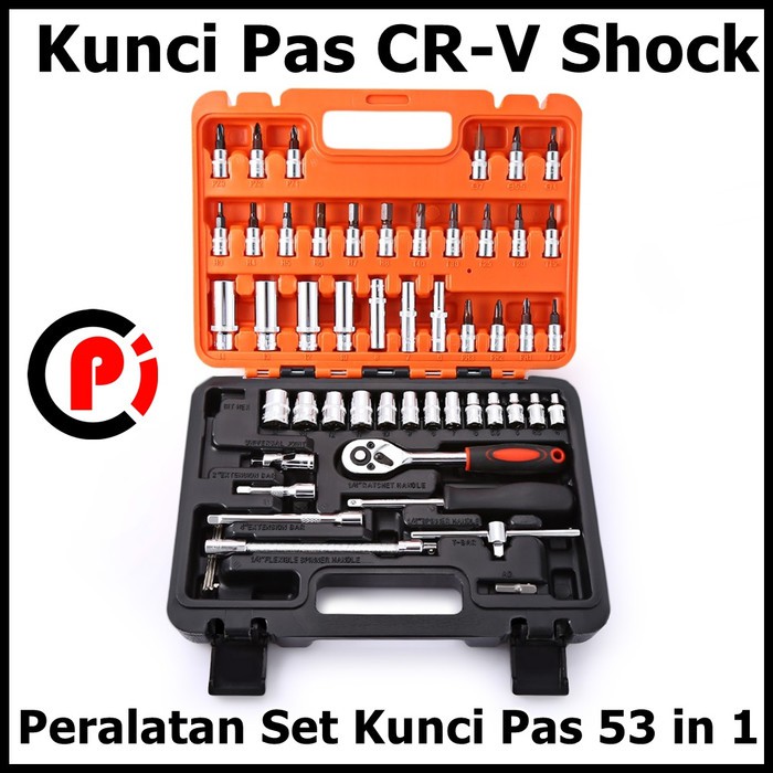 SATAGOOD Perkakas Peralatan Tool Set Kunci Pas Shock 53 in 1 Cocok Untuk Bengkel Rumah Mobil Motor Gudang