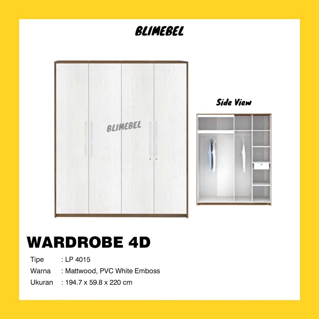 Lemari Pakaian 4 Pintu Minimalis Modern LP-4015 - EXPO