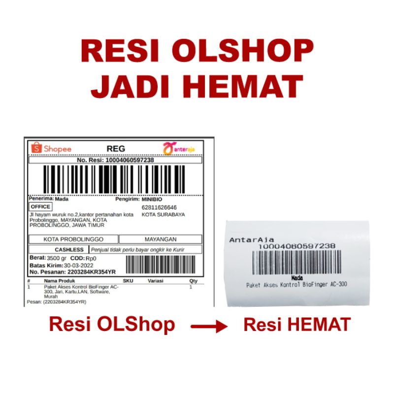 Printer Thermal USB Bluetooth 80mm Cetak HEMAT Stiker Resi OlShop Murah Rp. 50/resi