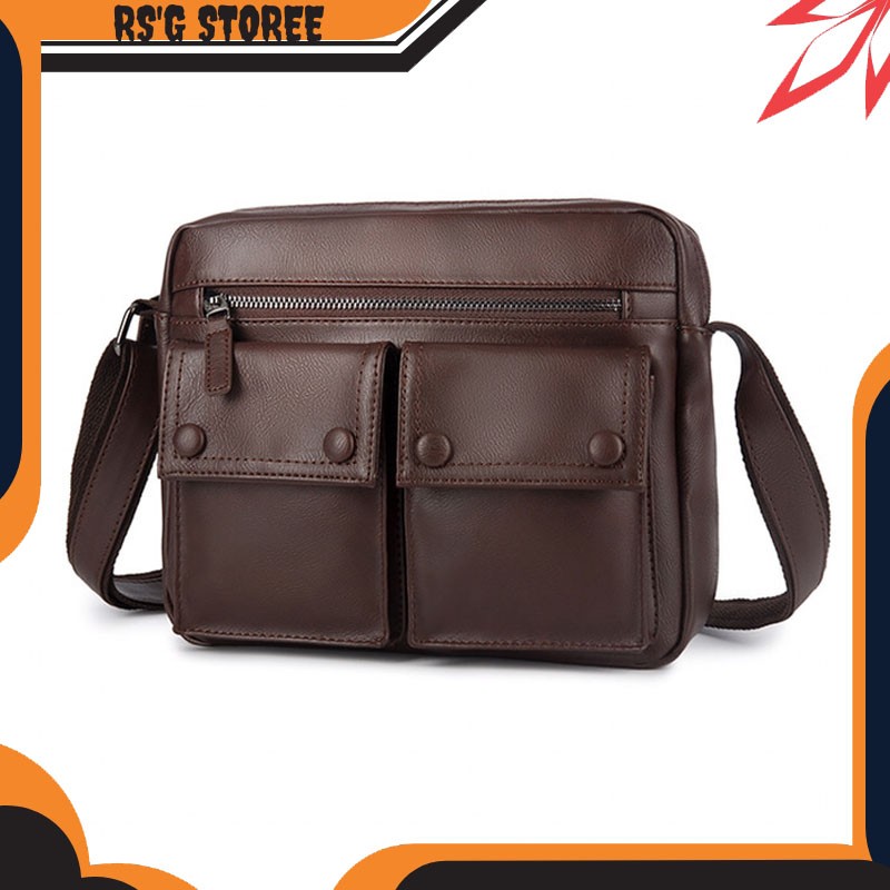RG158 Tas selempang Tas slempang Tas samping Tas kulit Slinbag Fashion cowok Tas cowok Tas laki-laki