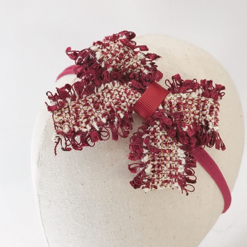 DIOR TWEED BOW - Baby Kids Hair Accesories / kids hair clip / headband nylon / bando