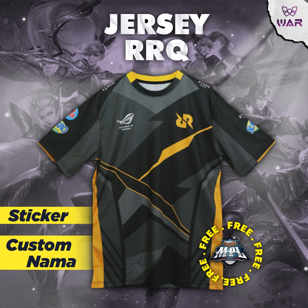 PO Jersey Esports RRQ 2021 Hitam Terbaru Kaos Gaming Mobile Legend Free Fire Dewasa dan Anak