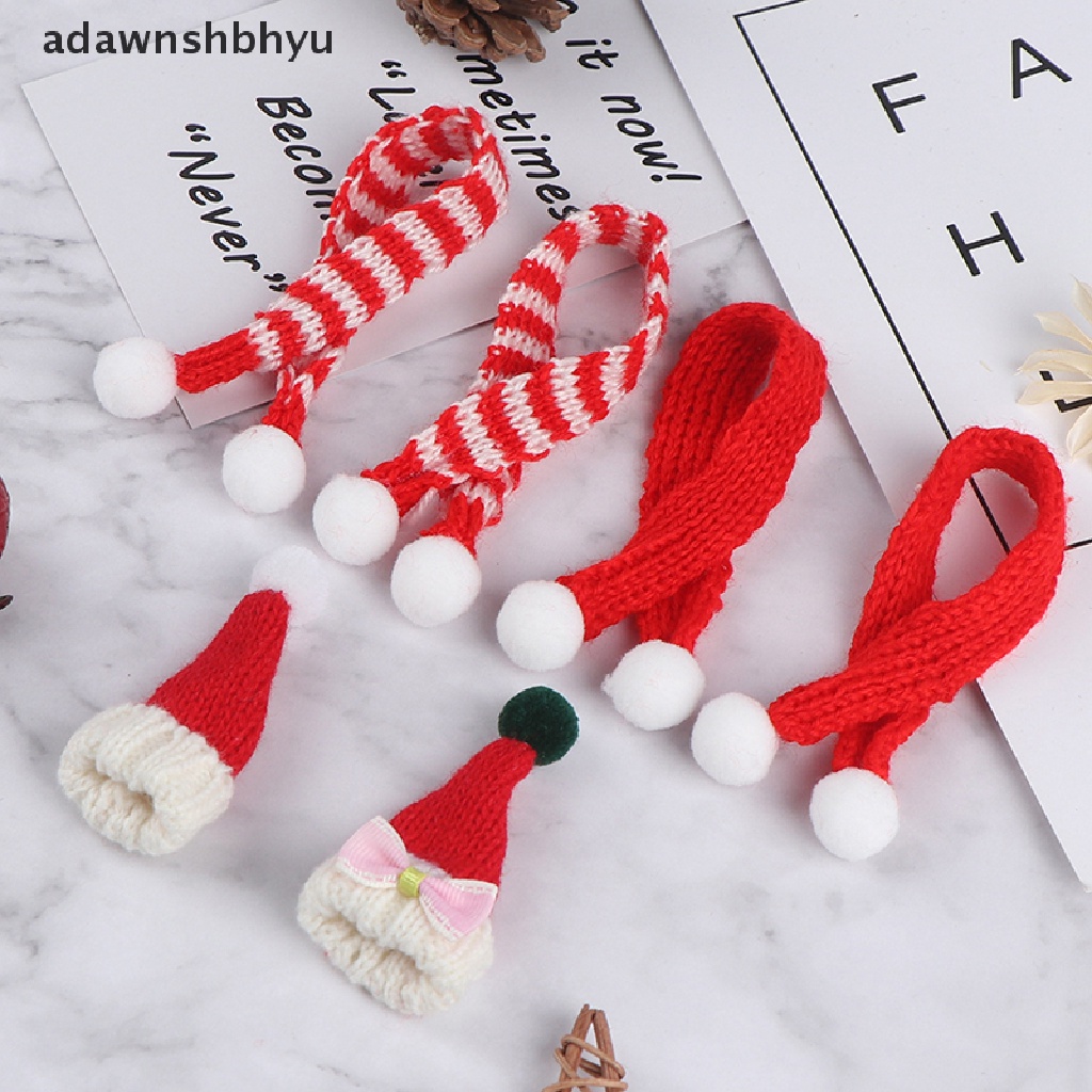 (adawnshbhyu) Miniatur Topi + Syal Natal Skala 1: 6 1: 12 Untuk Aksesoris Rumah Boneka