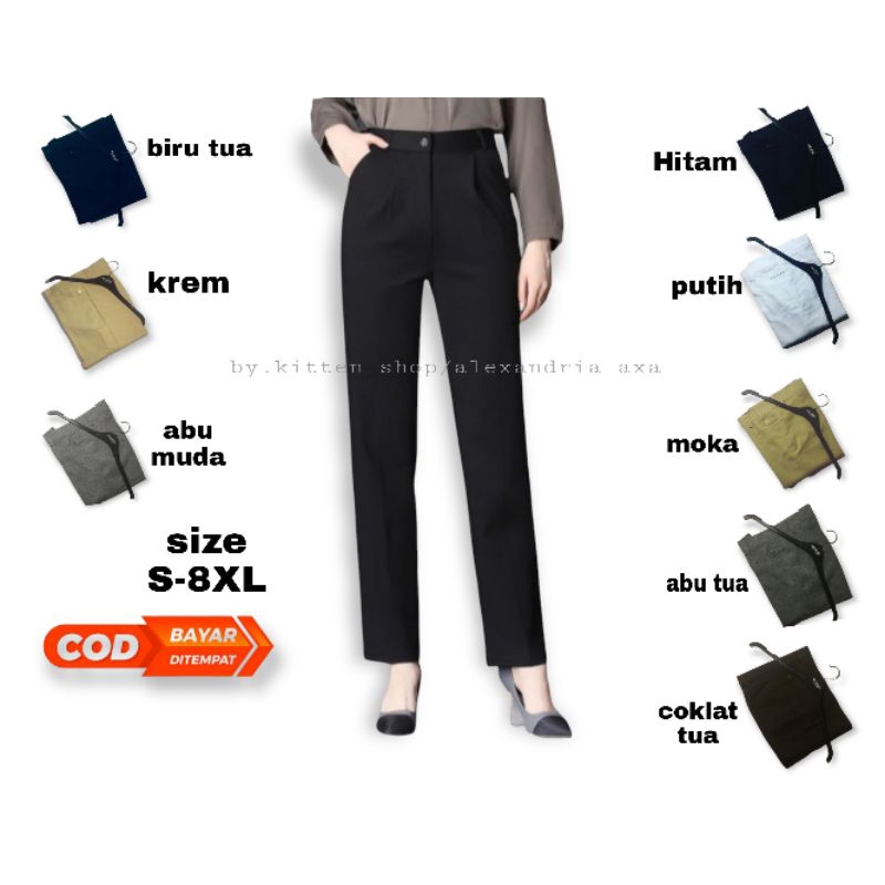 Celana Kerja Wanita Kantor Formal Bahan Dasar Kain Ukuran S-5XL Model slimfit standart Mrek Limo,s