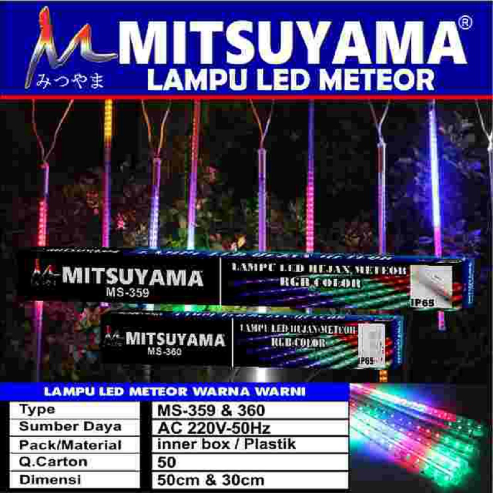 Barangunik2021-Lampu Meteor LED Warna Warni 50 cm Hujan Meteor Mitsuyama MS-359