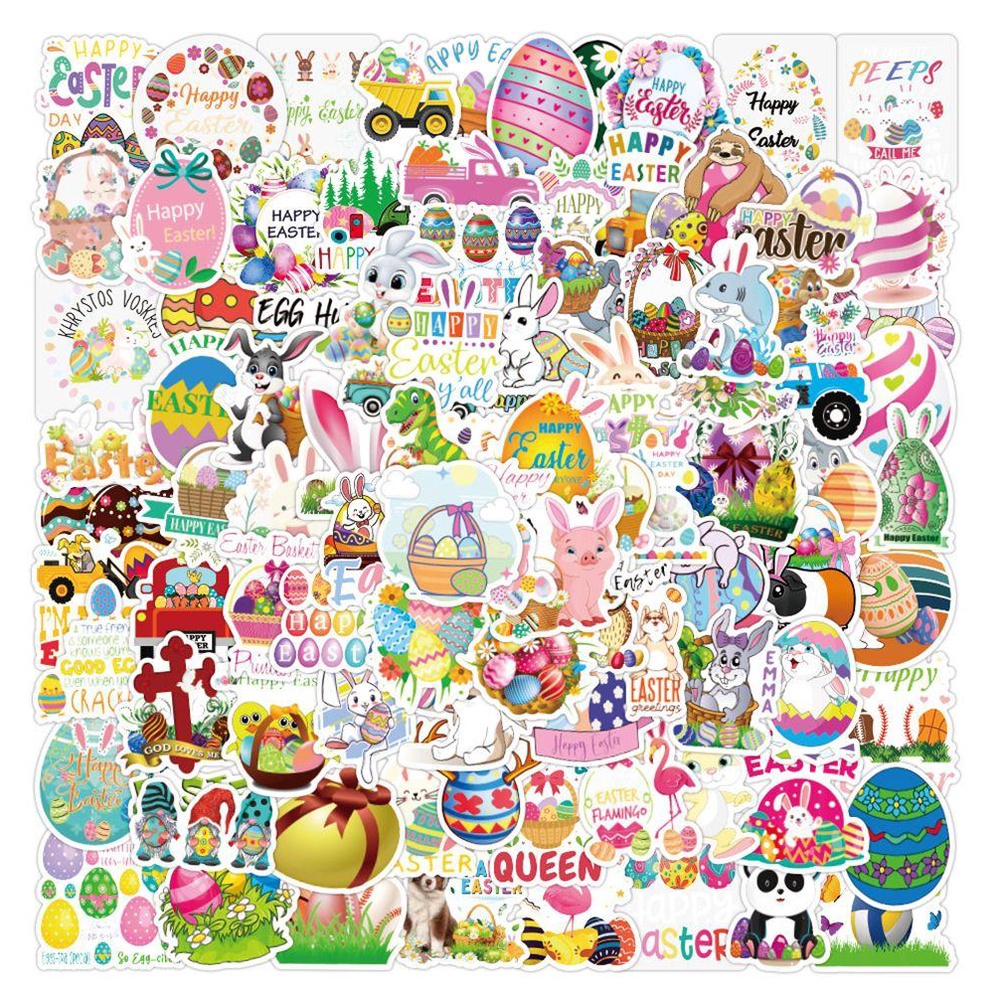 Populer 100pcs Paskah Stiker Notebook Mobil Kelinci Bunny Laptop Scrapbooking Koper Kawaii Laptop Sticker