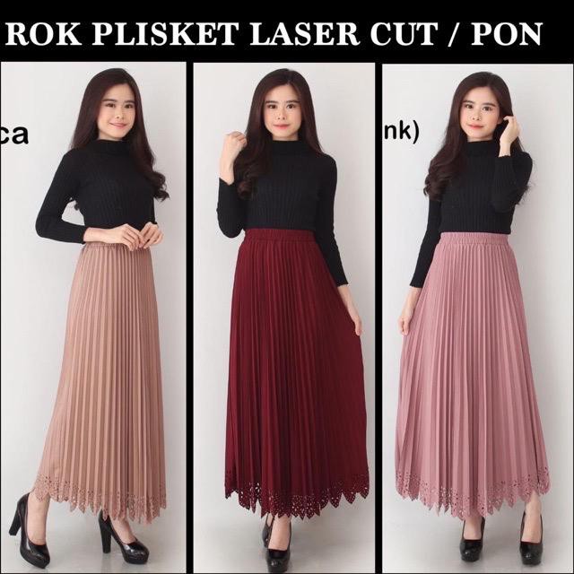 CUCI GUDANG!! ROK LASER PRISKET PLEATED SALE POLOS RAMPEL / ROK PLISKET PANJANG HYGED ZIGZAG PUSATGROSIR_SOLO