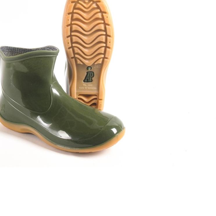 Sepatu Boot Pendek AP BOOTS AP 2005 HIJAU POLOS GLOSSY FASHION WANITA sepatu karet ankle boots