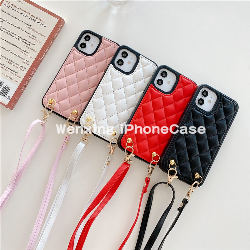 Hard Case Bahan Kulit Domba Untuk Iphone 13 12 11 Pro X Xs Max Xr Anti-lost Protective Cover