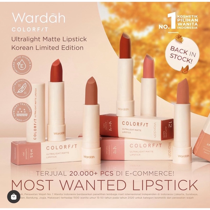 WARDAH COLORFIT ULTRALIGHT MATTE LIPSTICK / wardah colorfit lipstick / wardah lipstik / wardah color