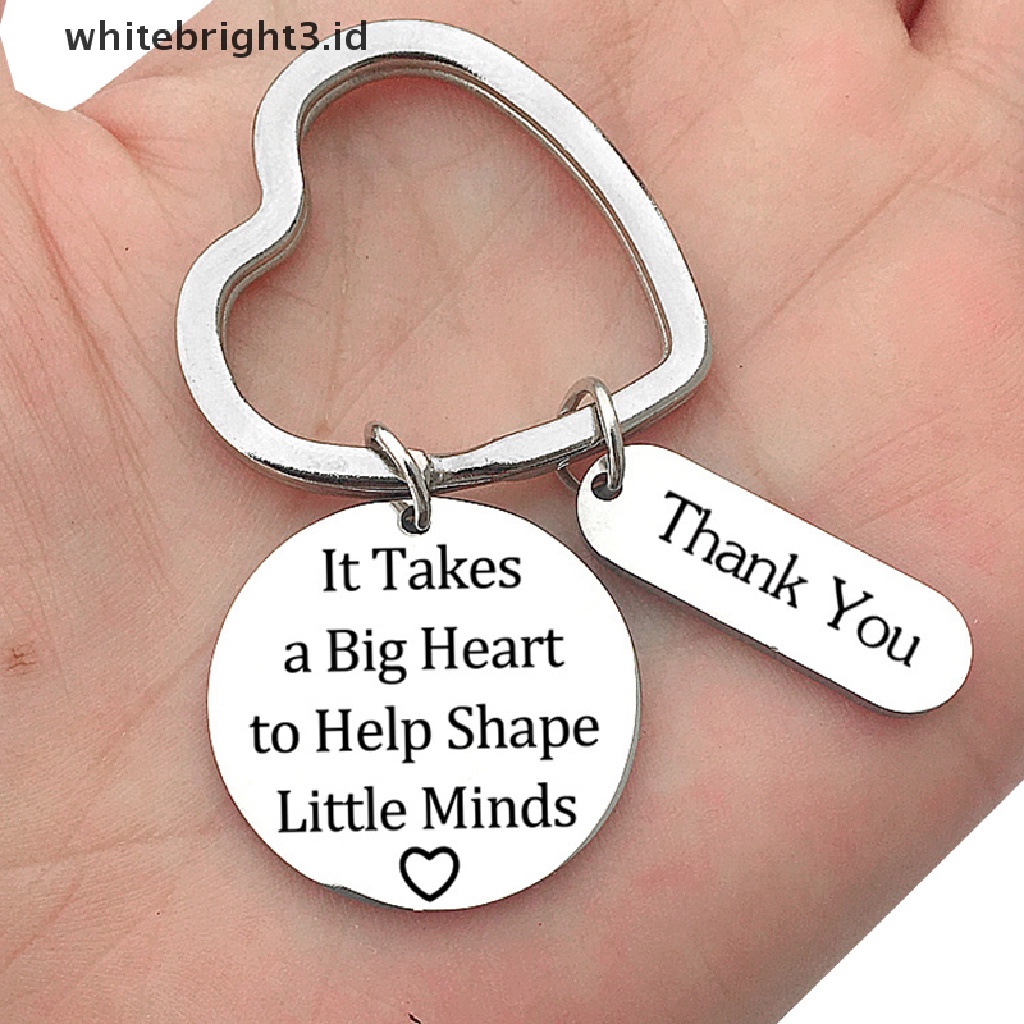 (whitebright3.id) Gantungan Kunci Stainless Steel Motif Tulisan Thank You Untuk Hadiah Hari Guru