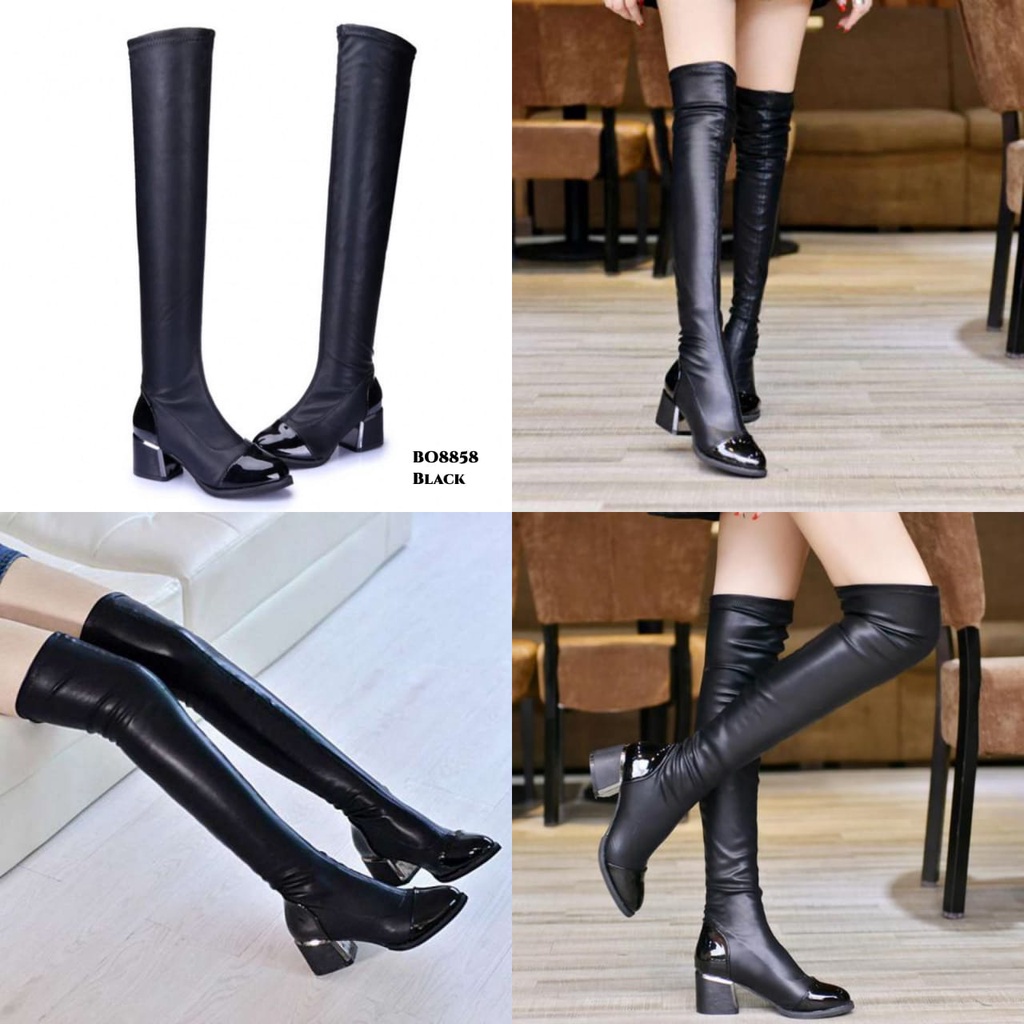 ✅PINKEY P053 SEPATU LONG BOOTS FLAT KOREA KULIT HAK TINGGI