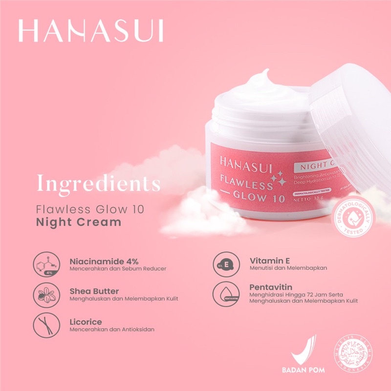 HANASUI Flawless Glow 10 &amp; Acne Treatment Series Set Indonesia / Gentle Cleanser Power Essence Day Night Cream spot Gel / Brightening Jerawat / Skincare Make Up / Toner Serum Eye Mask Sunscreen / Body Spa Lip Cream Tint Pelembab / Paket Lengkap Wajah Face